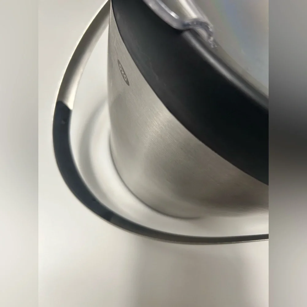 OXO Stainless Steel Double Walled Ice Bucket 4 Quart Hinged Lid Handle #0305243